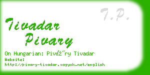 tivadar pivary business card